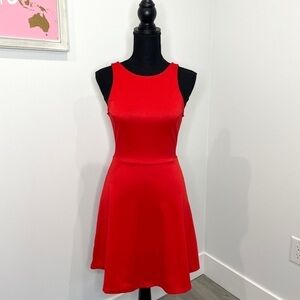 Divided Red V-Back Skater Dress